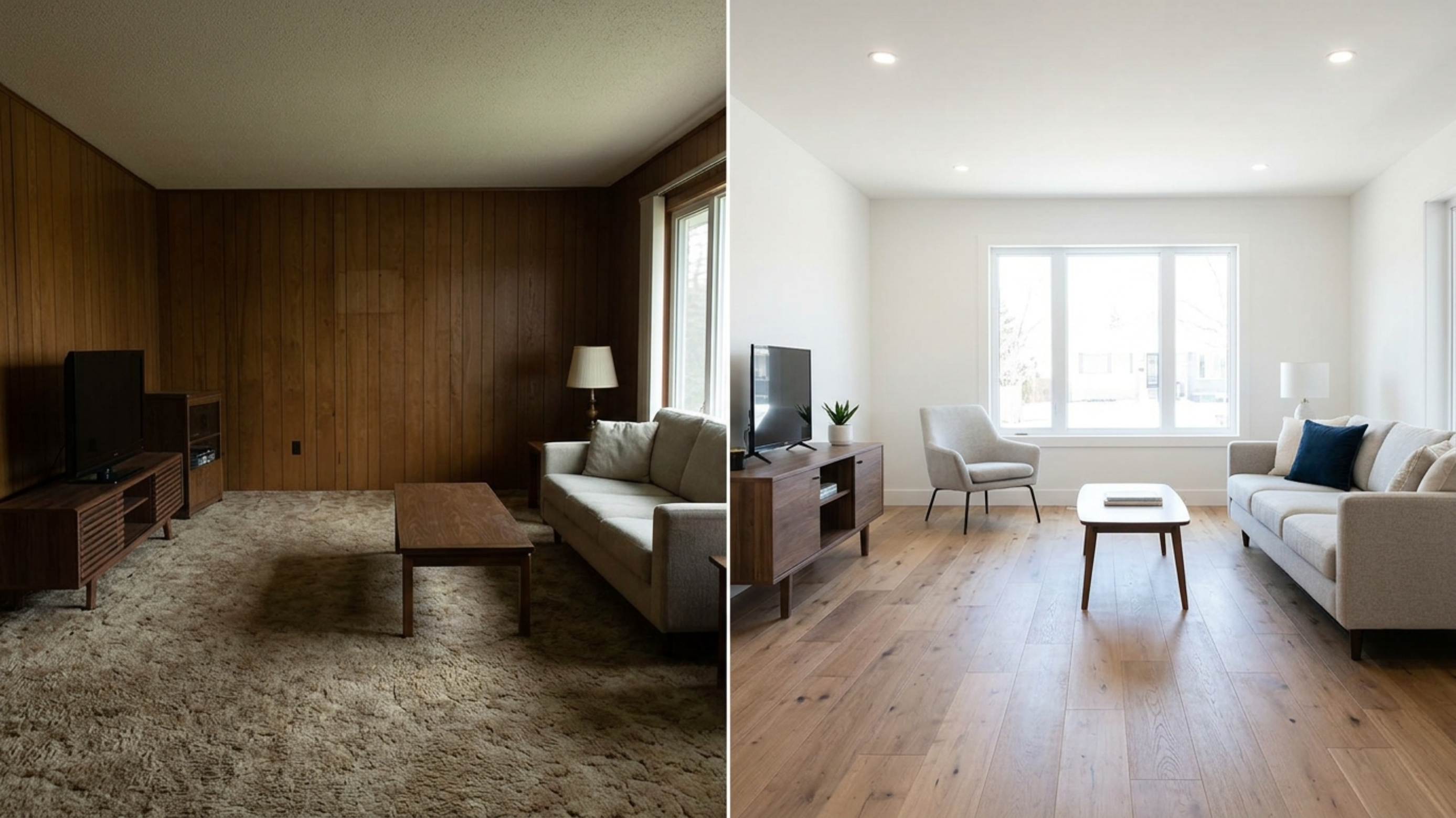 Umbauarbeit Wohnzimmer vorher – Run GmbH